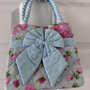 Blue pink tote bow bag